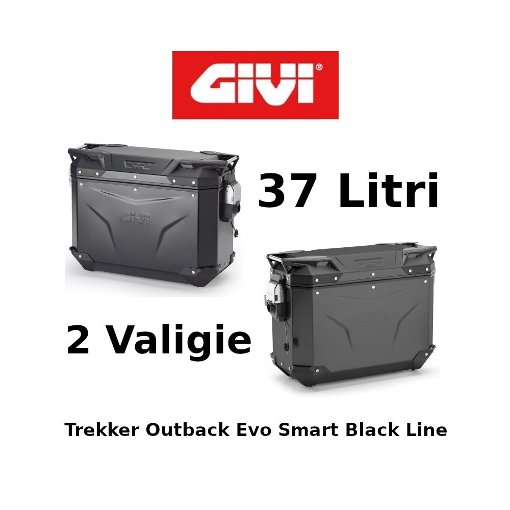 Coppia Valigie Laterali Givi Trekker Outback Evo Smart Black Line Monokey 37+37 Litri