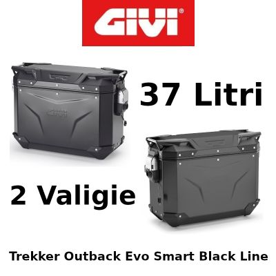 Coppia Valigie Laterali Givi Trekker Outback Evo Smart Black Line Monokey 37+37 Litri