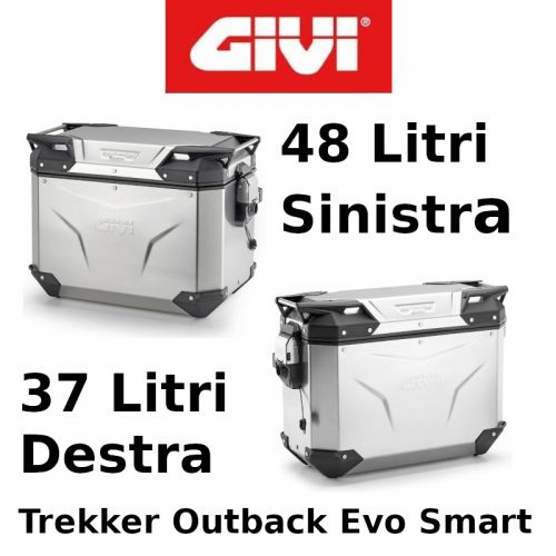 Coppia Valigie Laterali Givi Trekker Outback Evo Smart Monokey 48+37 Litri