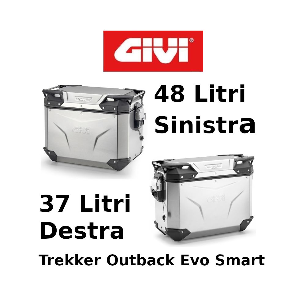 Coppia Valigie Laterali Givi Trekker Outback Evo Smart Monokey 48+37 Litri