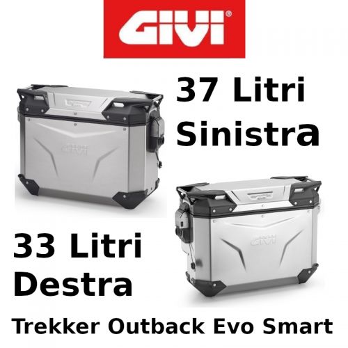 Coppia Valigie Laterali Destra Scantonata Givi Trekker Outback Evo Smart Monokey 37+33 Litri