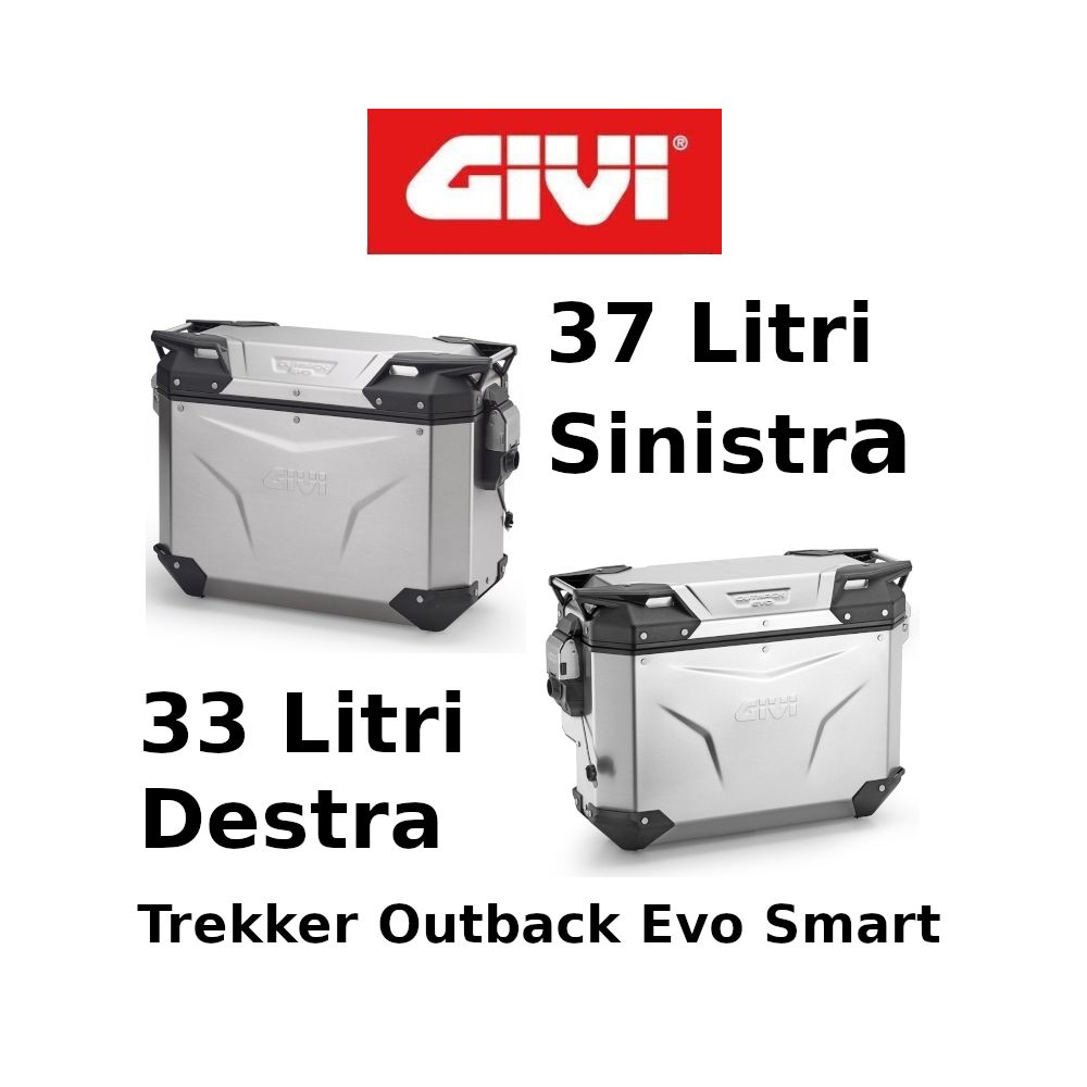 Coppia Valigie Laterali Destra Scantonata Givi Trekker Outback Evo Smart Monokey 37+33 Litri
