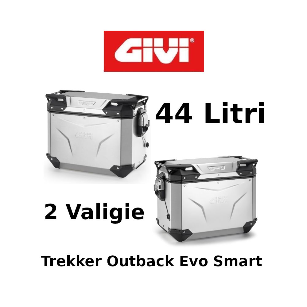 Coppia Valigie Laterali Givi Trekker Outback Evo Smart Monokey 44+44 Litri