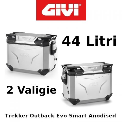 Coppia Valigie Laterali Givi Trekker Outback Evo Smart Anodised Monokey 44+44 Litri