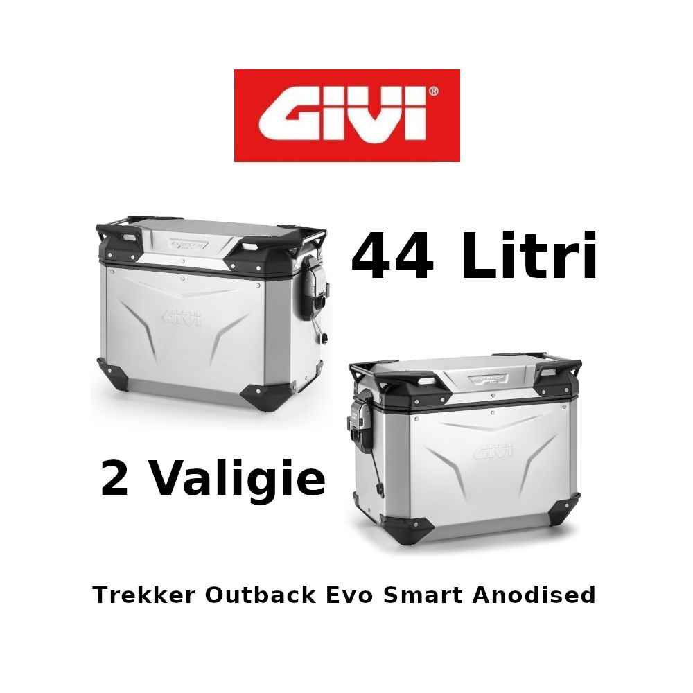 Coppia Valigie Laterali Givi Trekker Outback Evo Smart Anodised Monokey 44+44 Litri