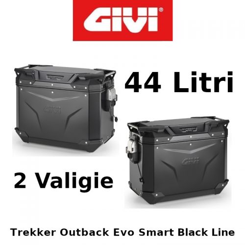 Coppia Valigie Laterali Givi Trekker Outback Evo Smart Black Line Monokey 44+44 Litri