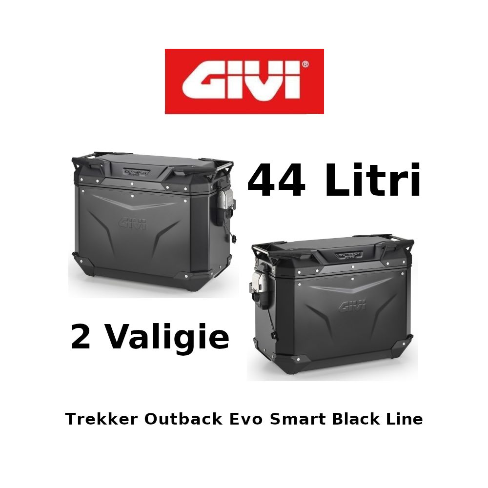 Coppia Valigie Laterali Givi Trekker Outback Evo Smart Black Line Monokey 44+44 Litri