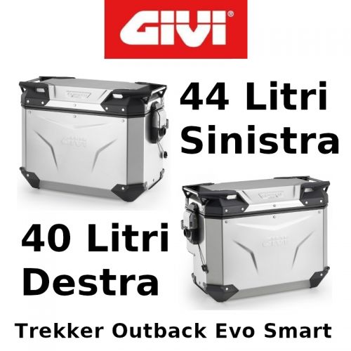 Coppia Valigie Laterali Destra Scantonata Givi Trekker Outback Evo Smart Monokey 44+40 Litri