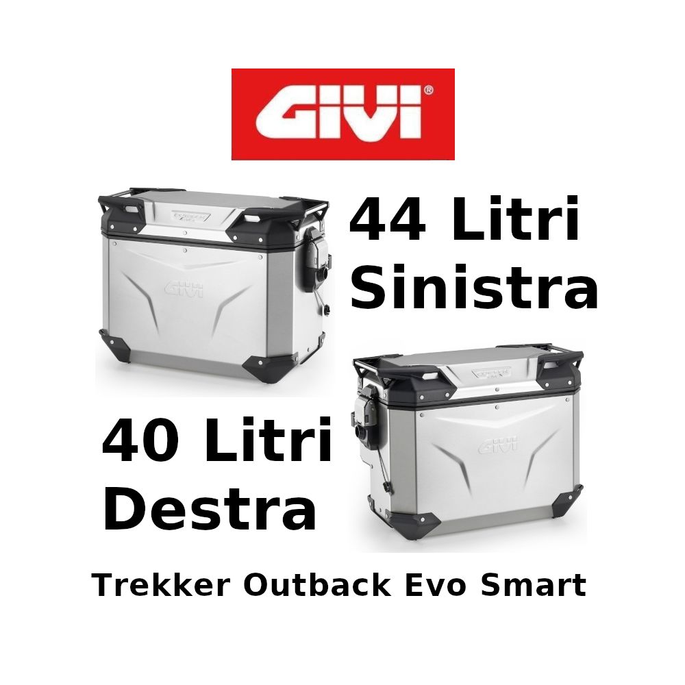 Coppia Valigie Laterali Destra Scantonata Givi Trekker Outback Evo Smart Monokey 44+40 Litri