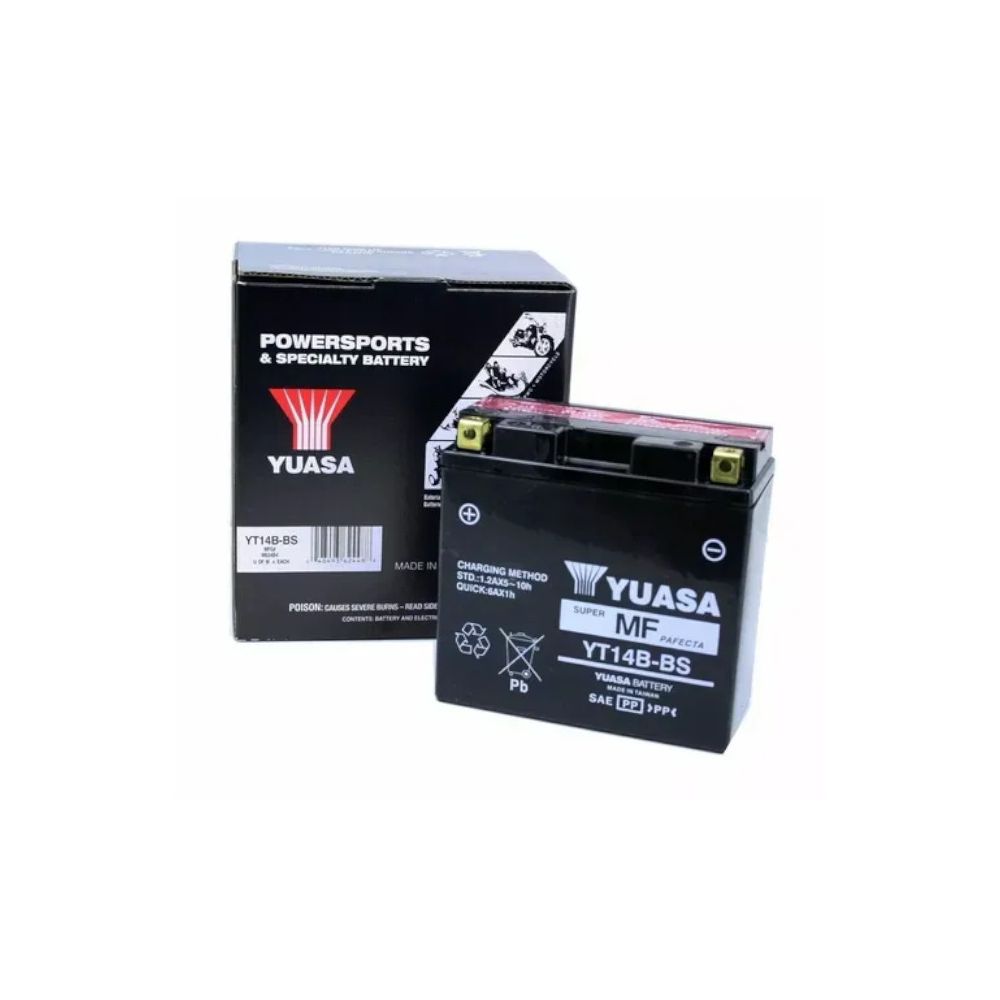 YUASA BATTERIA YT14B 12 Volt 12 Ampere senza manutenzione pre attivata sigillata