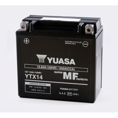 YUASA BATTERIA YTX14 12 Volt 12.6 Ampere Senza manutenzione pre attivata sigillata