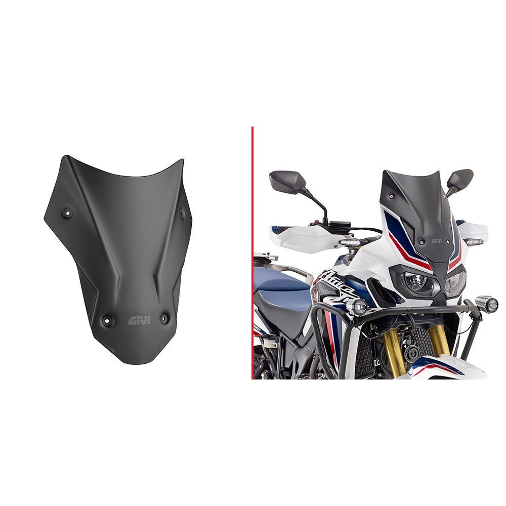 GIVI Cupolino Basso Nero Sportivo per HONDA CRF 1000 L AFRICA TWIN / ADVENTURE SPORTS 2016 / 2019