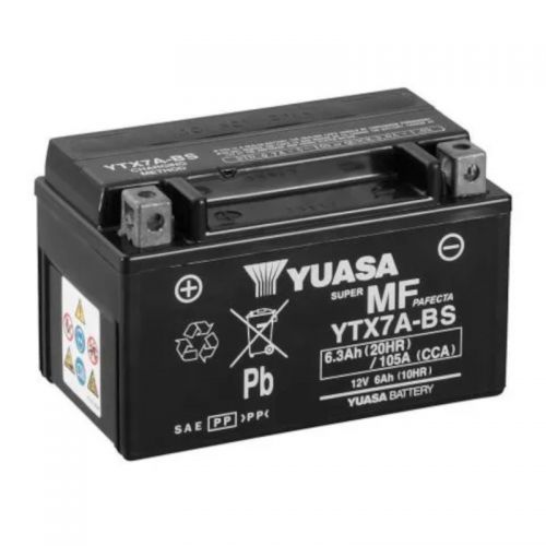 YUASA BATTERIA YTX7A-BS 12 Volt 6,3 Ampere senza manutenzione