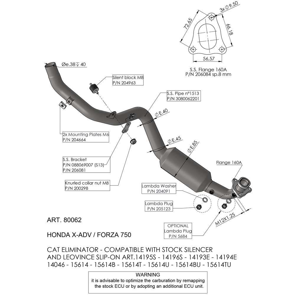 LEOVINCE 80062 Kit Collettori per HONDA X-ADV 750 2017 / 2025