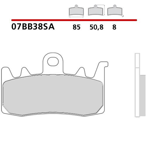 Pastiglie Freno Anteriore BREMBO 07BB38SA Sinterizzate Rosse