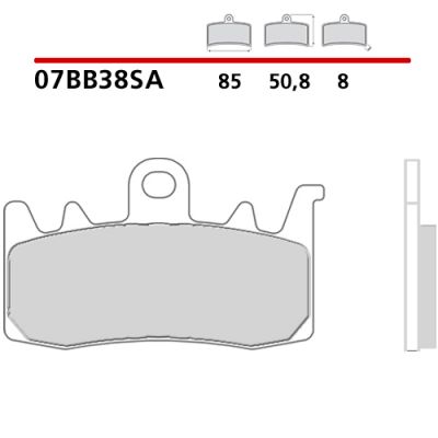Pastiglie Freno Anteriore BREMBO 07BB38SA Sinterizzate Rosse