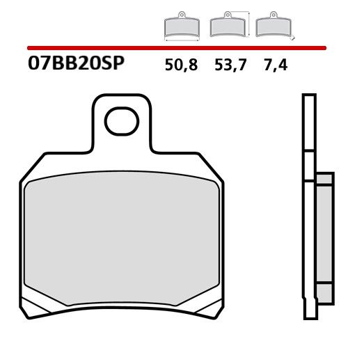 Pastiglie Freno Posteriore BREMBO 07BB20SP Sinterizzate Rosse