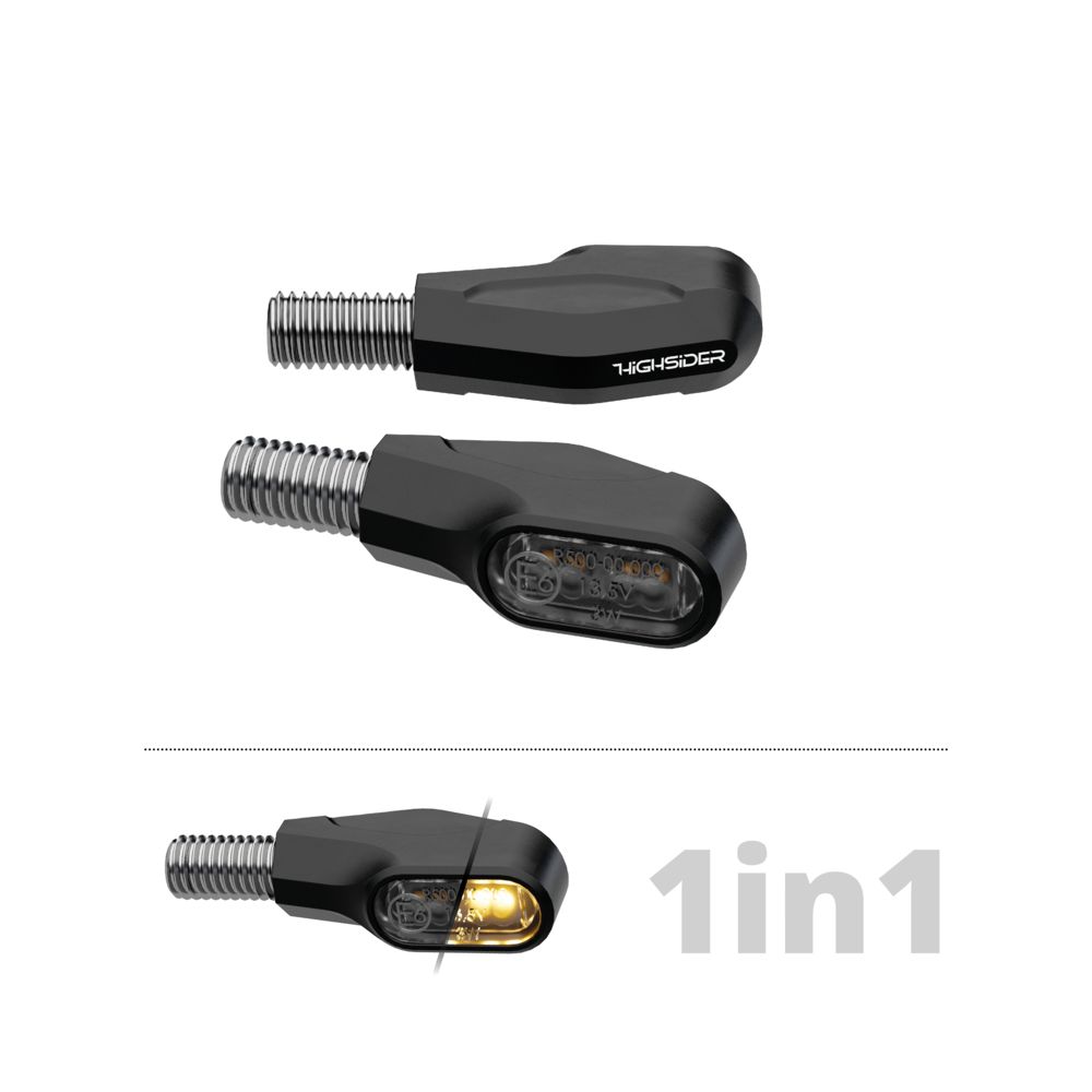 Indicatori di direzione a LED HIGHSIDER pro Ventura-X neri/colorati omologati E