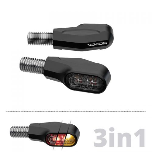 Fanale posteriore a LED HIGHSIDER pro Ventura-X, luce freno, indicatore di direzione nero 3 in 1, omologato E