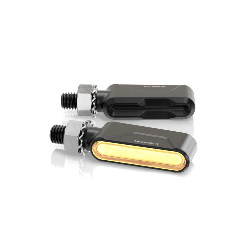 Indicatori di direzione a LED HIGHSIDER pro Esagano-RS neri/colorati omologati E