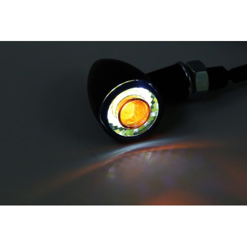 HIGHSIDER pro Apollo Bullet Indicatore di direzione/luce di posizione a LED nero/colorato 2 in 1, omologato E
