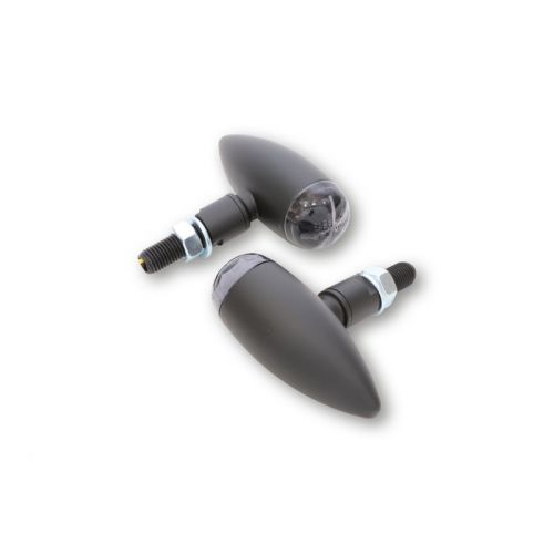Indicatori di direzione a LED HIGHSIDER pro Micro-Bullet neri/trasparenti omologati E