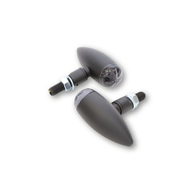 Indicatori di direzione a LED HIGHSIDER pro Micro-Bullet neri/trasparenti omologati E