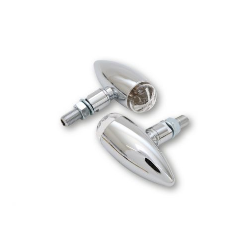 Indicatori direzione a LED HIGHSIDER pro Micro-Bullet cromato/trasparenti omologati E