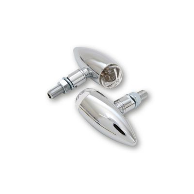 Indicatori direzione a LED HIGHSIDER pro Micro-Bullet cromato/trasparenti omologati E