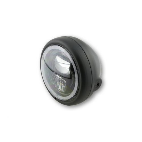 Faro anteriore HIGHSIDER pro da 5 3/4 pollici Pecos tipo 7 LED nero montaggio laterale, con anello luce di parcheggio