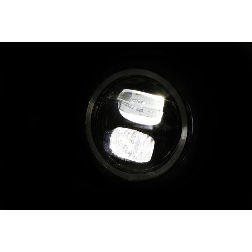 Faro anteriore HIGHSIDER pro da 5 3/4 pollici Pecos tipo 7 LED nero montaggio laterale, con anello luce di parcheggio