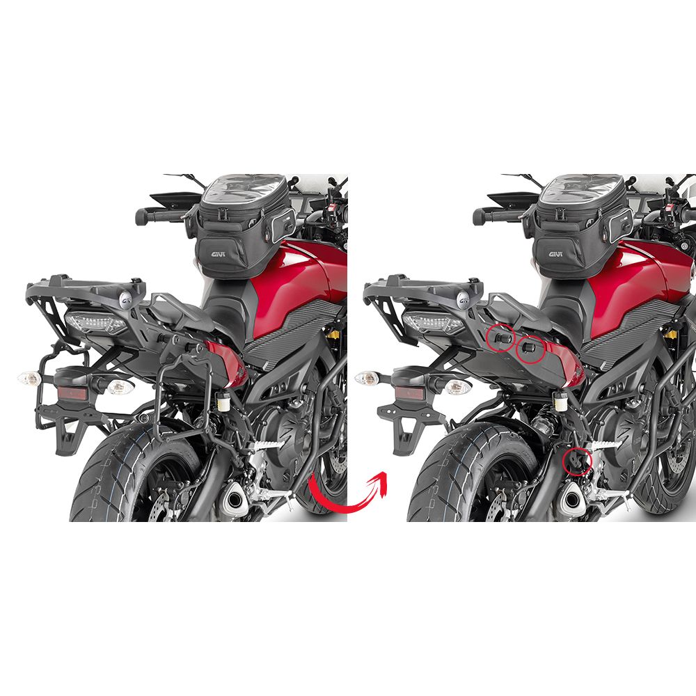 Portavaligie laterale rimozione rapida per valigie GIVI MONOKEY - RETRO FIT per YAMAHA TRACER 900 2015 / 2017