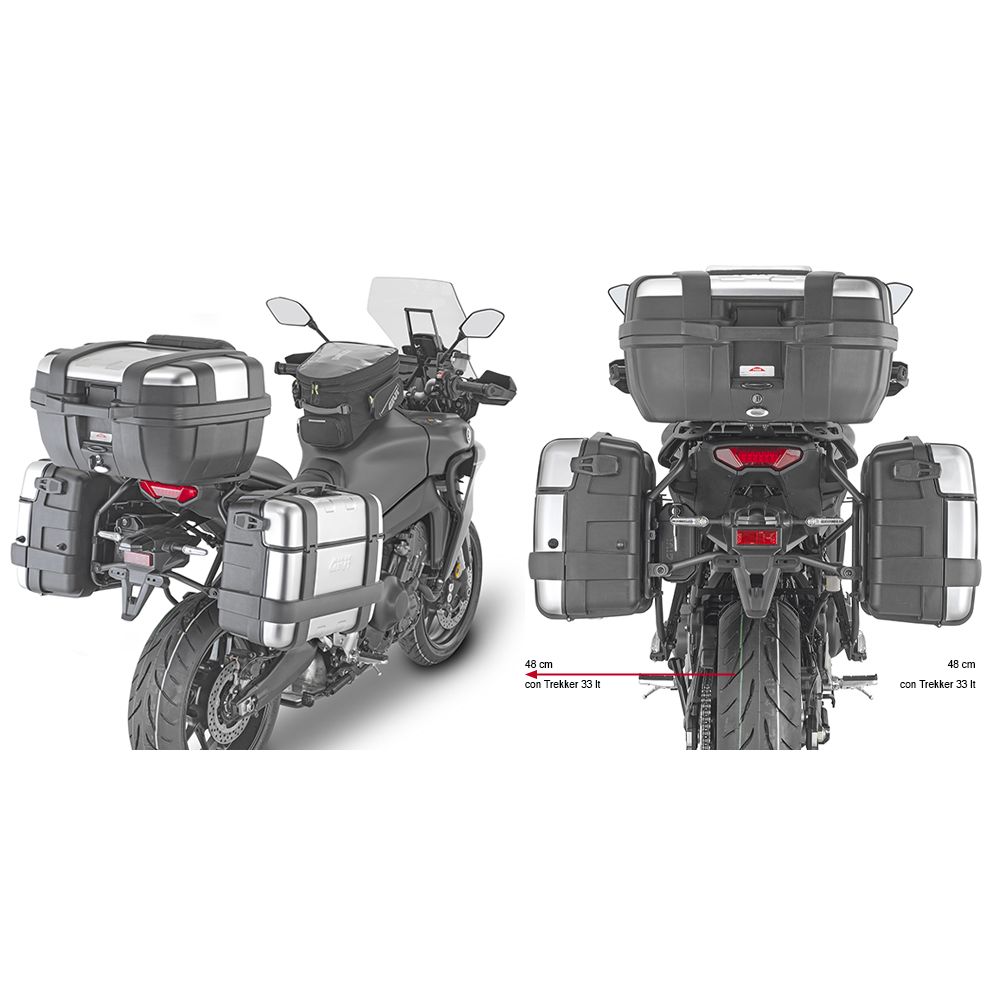 Portavaligie laterale GIVI PL ONE-FIT per valigie MONOKEY per YAMAHA TRACER 9 / GT / GT+ 2021 / 2024
