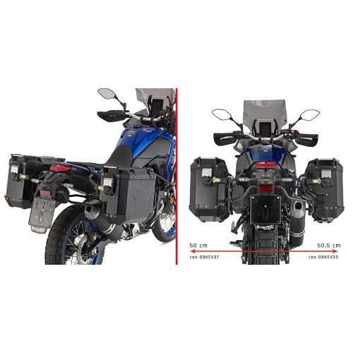 GIVI Portavaligie laterale con lato destro scantonato per valigie MONOKEY Trekker Outback per YAMAHA TENERE 700 2019 / 2024