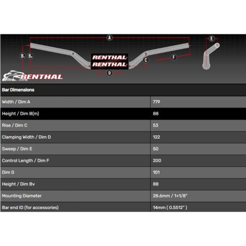 Manubrio RENTHAL Street 831-50-BK per YAMAHA TENERE 700 2019 / 2024