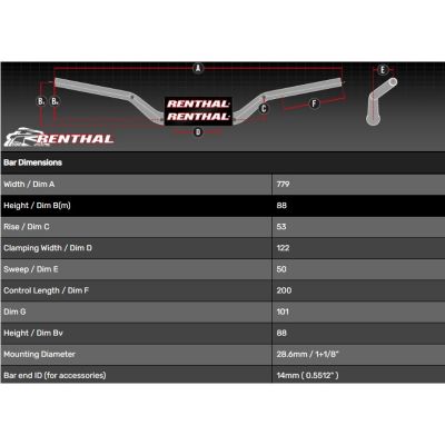 Manubrio RENTHAL Street 831-50-BK per YAMAHA TENERE 700 2019 / 2024