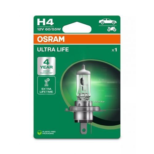OSRAM 64193ULT Lampada alogena H4 ULTRA LIFE 12 Volt 60/55 Watt P43t