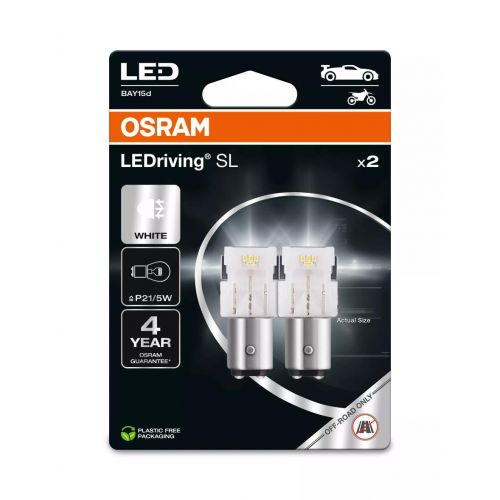 OSRAM 7528DWP-02B Lampada ausiliaria a Led LEDriving SL 12 Volt 21/5 Watt BAY15d - 2 Lampadine