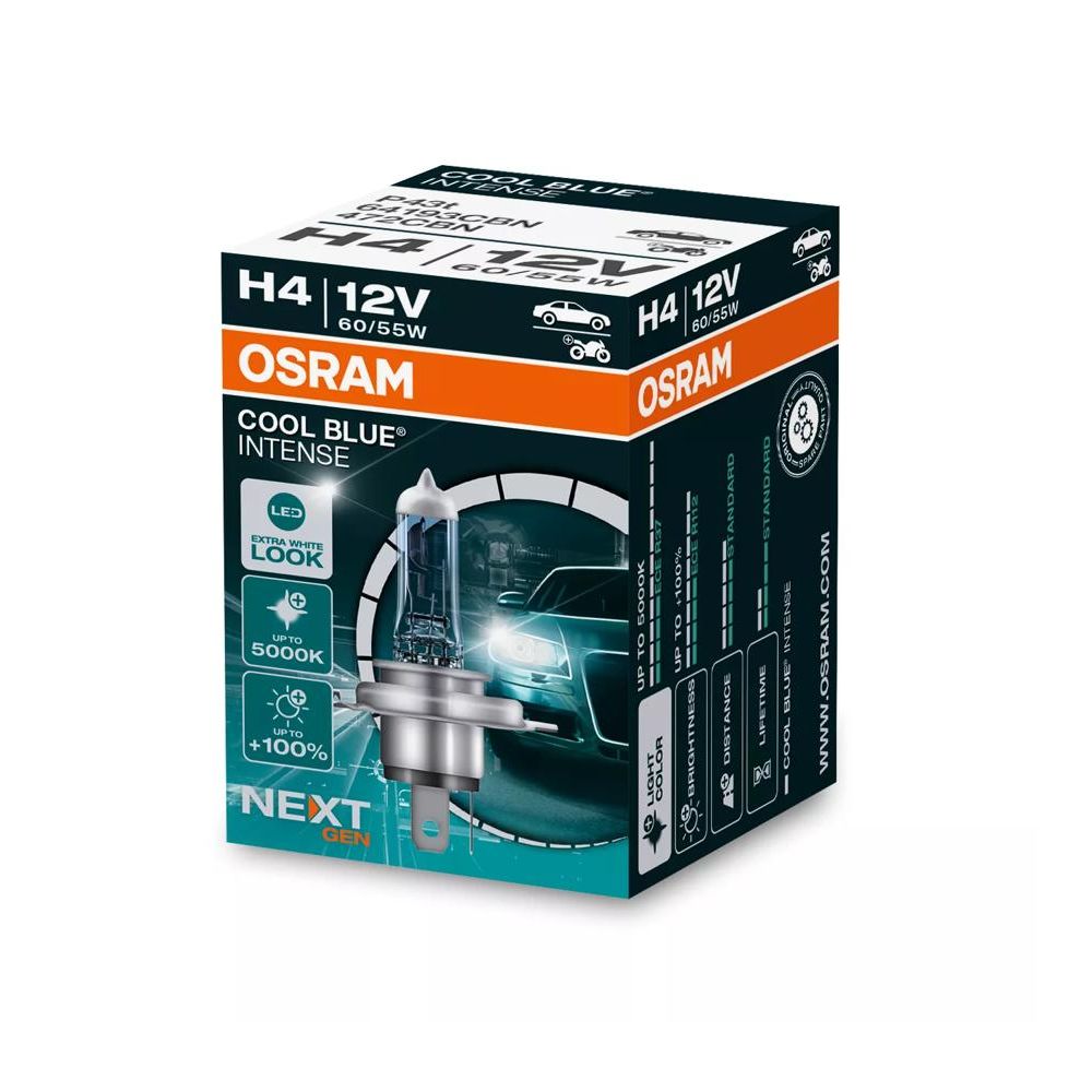 OSRAM 64193CBN Lampada alogena H4 COOL BLUE INTENSE 12 Volt 60/55 Watt P43t