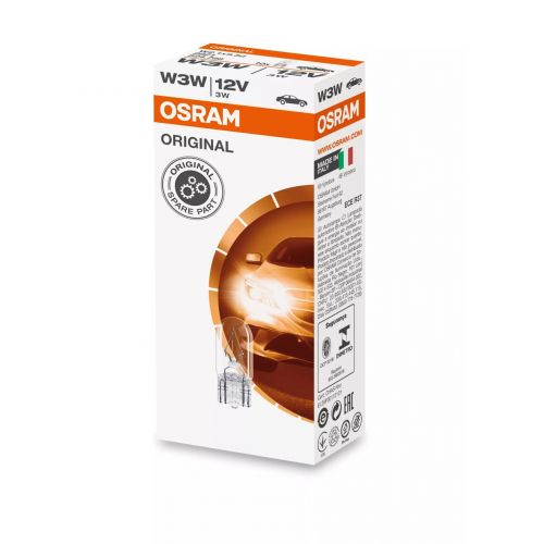 OSRAM 2821 Lampada ausiliaria GLASS WEDGE BASE W3W ORIGINAL 12 Volt 3 Watt W2.1x9.5d - 10 Lampadine