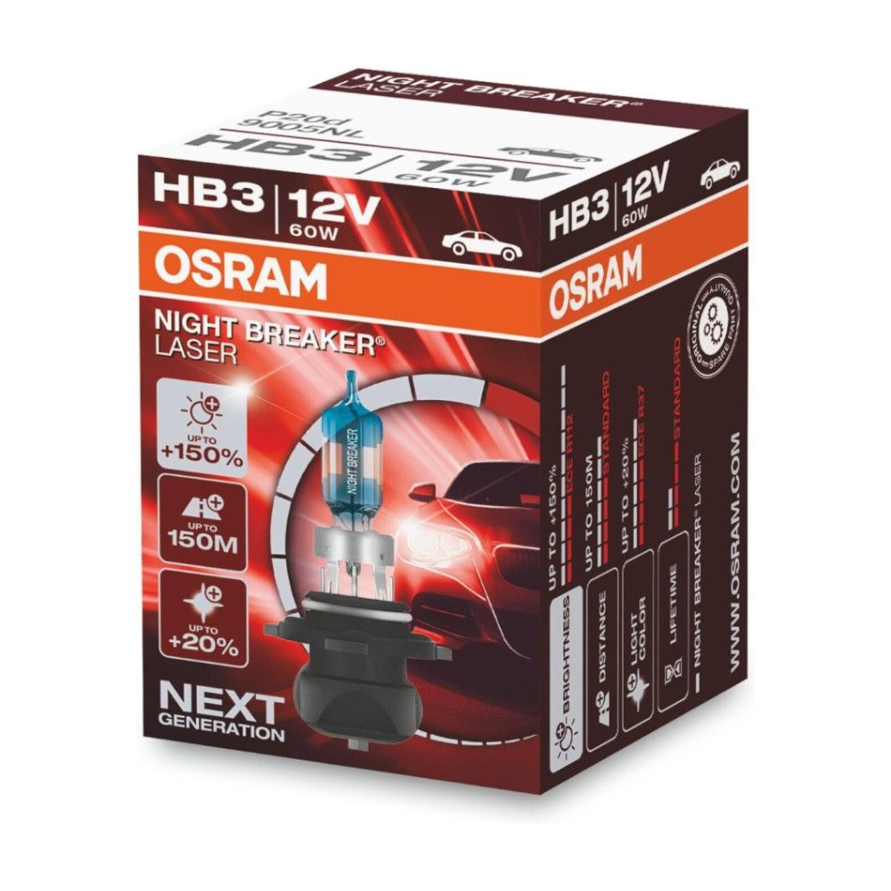 OSRAM 9005NL Lampada alogena HB3 NIGHT BREAKER LASER 12 Volt 60 Watt P20d