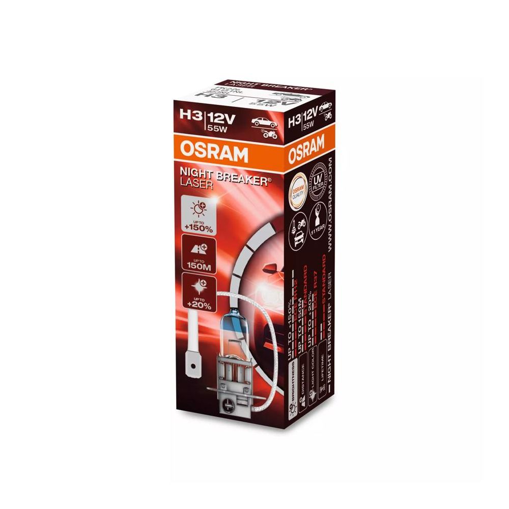 OSRAM 64151NL Lampada alogena H3 NIGHT BREAKER LASER 12 Volt 55 Watt PK22s