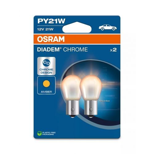 OSRAM 7507DC Lampada Ausiliaria DIADEM CHROME PY21W 12 Volt 21 Watt BAU15s - 2 Lampadine