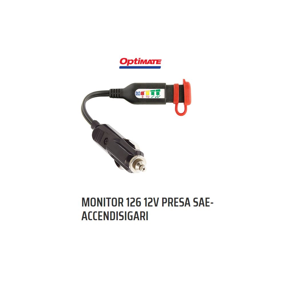 OptiMATE O-126 Stato batteria/monitoraggio carica per batterie piombo-acido da 12 Volt con spina AUTO.