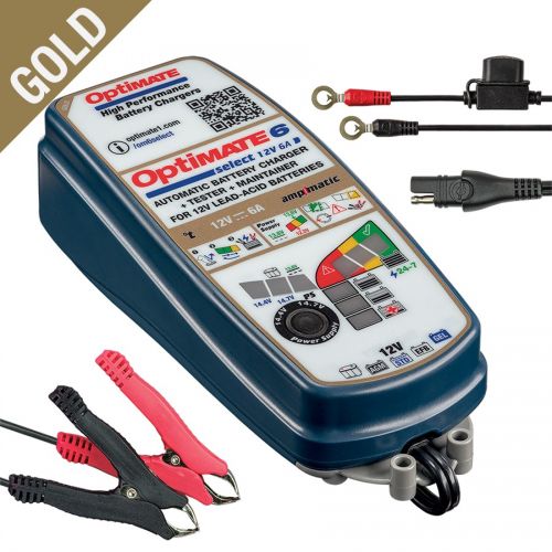 OptiMate 6 Select Caricabatteria e mantenitore di carica a 9 fasi da 12 Volt 6 Ampere per batterie sigillate
