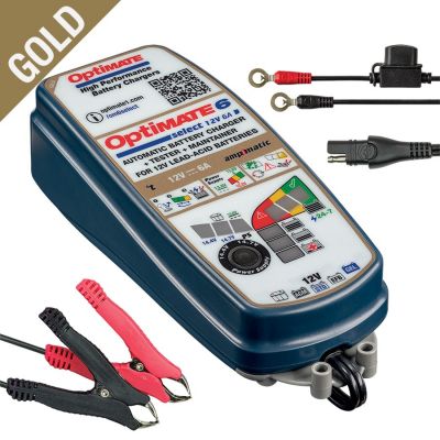 OptiMate 6 Select Caricabatteria e mantenitore di carica a 9 fasi da 12 Volt 6 Ampere per batterie sigillate