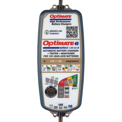 OptiMate 6 Select Caricabatteria e mantenitore di carica a 9 fasi da 12 Volt 6 Ampere per batterie sigillate