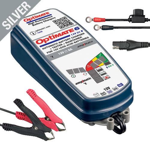 OptiMate 6 Ampmatic Caricabatteria e mantenitore di carica a 9 fasi da 12 Volt 6 Ampere per batterie sigillate