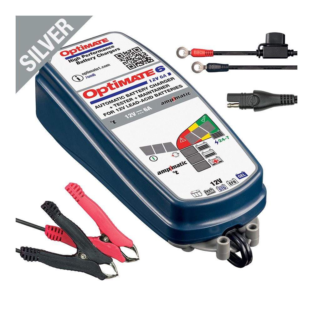 OptiMate 6 Ampmatic Caricabatteria e mantenitore di carica a 9 fasi da 12 Volt 6 Ampere per batterie sigillate
