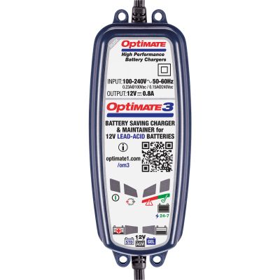 OptiMate 3 Caricabatteria e mantenitore di carica a 7 fasi da 12 Volt 0.8 Ampere per batterie sigillate